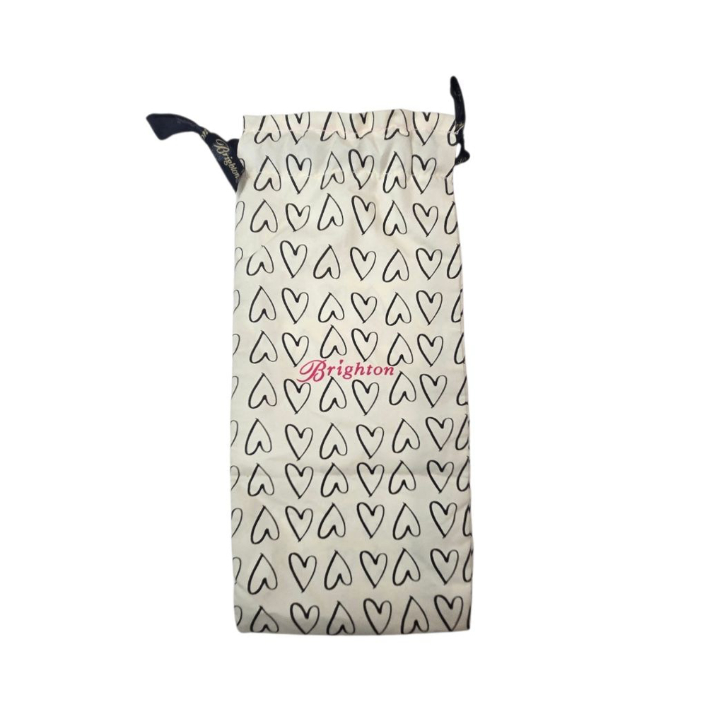 Brighton Jewelry Bag Black Heart White Drawstring Pouch Travel Dustbag Large